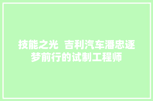 技能之光  吉利汽车潘忠逐梦前行的试制工程师