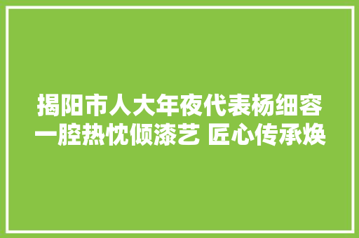 揭阳市人大年夜代表杨细容一腔热忱倾漆艺 匠心传承焕光彩