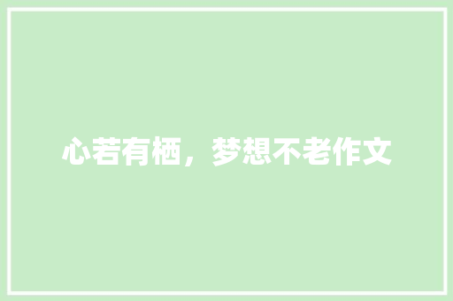 心若有栖，梦想不老作文
