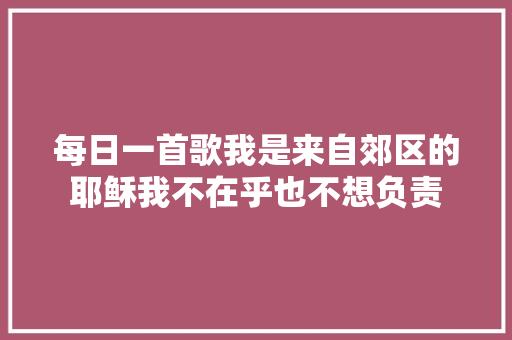 每日一首歌我是来自郊区的耶稣我不在乎也不想负责 休闲娱乐