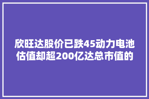 欣旺达股价已跌45动力电池估值却超200亿达总市值的一半  焦点分析