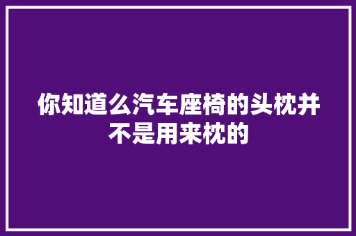 你知道么汽车座椅的头枕并不是用来枕的