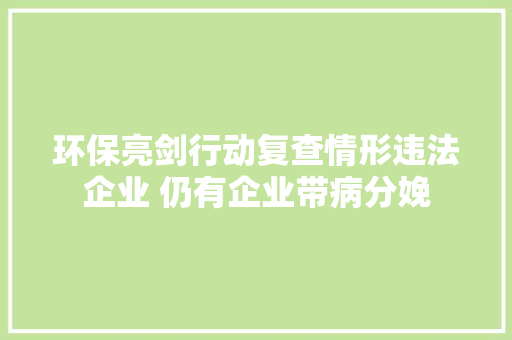 环保亮剑行动复查情形违法企业 仍有企业带病分娩