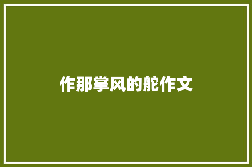 作那掌风的舵作文