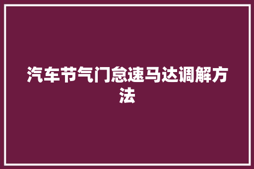 汽车节气门怠速马达调解方法
