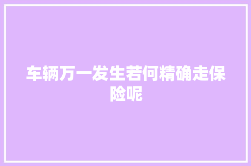 车辆万一发生若何精确走保险呢
