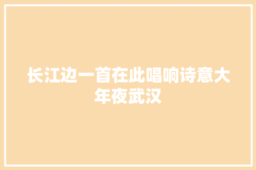 长江边一首在此唱响诗意大年夜武汉