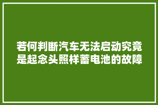 若何判断汽车无法启动究竟是起念头照样蓄电池的故障
