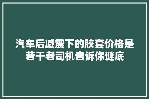 汽车后减震下的胶套价格是若干老司机告诉你谜底