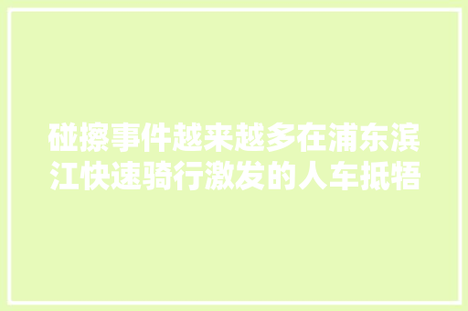 碰擦事件越来越多在浦东滨江快速骑行激发的人车抵牾亟需重视