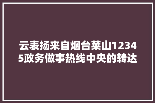 云表扬来自烟台莱山12345政务做事热线中央的转达