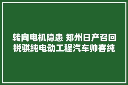 转向电机隐患 郑州日产召回锐骐纯电动工程汽车帅客纯电动汽车
