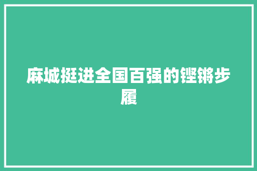 麻城挺进全国百强的铿锵步履