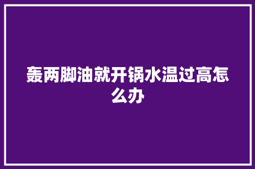 轰两脚油就开锅水温过高怎么办