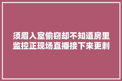 须眉入室偷窃却不知道房里监控正现场直播接下来更刺激