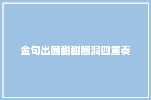 金句出圈甜甜圈洞四重奏