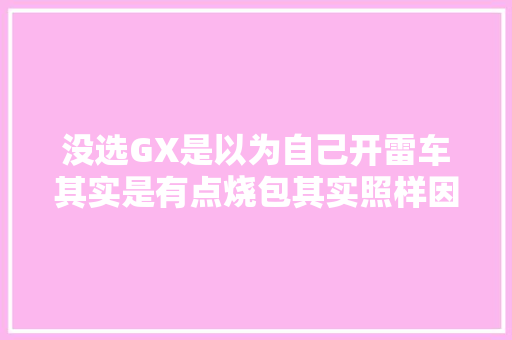 没选GX是以为自己开雷车其实是有点烧包其实照样因为穷…