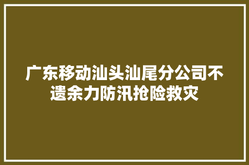 广东移动汕头汕尾分公司不遗余力防汛抢险救灾
