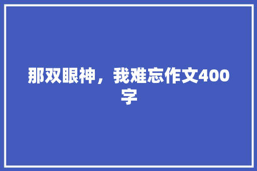 那双眼神，我难忘作文400字