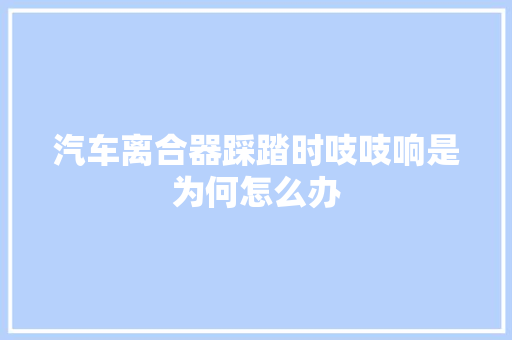 汽车离合器踩踏时吱吱响是为何怎么办