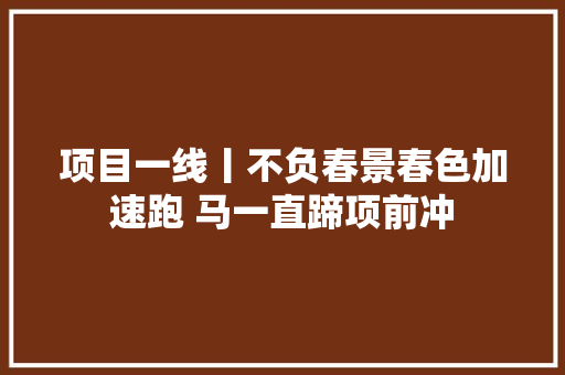 项目一线丨不负春景春色加速跑 马一直蹄项前冲
