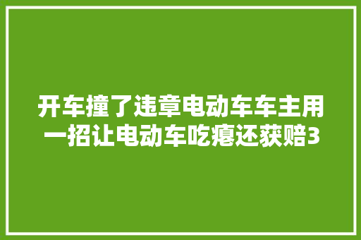 开车撞了违章电动车车主用一招让电动车吃瘪还获赔300元