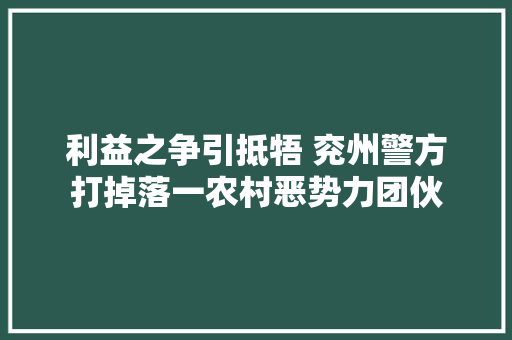 利益之争引抵牾 兖州警方打掉落一农村恶势力团伙