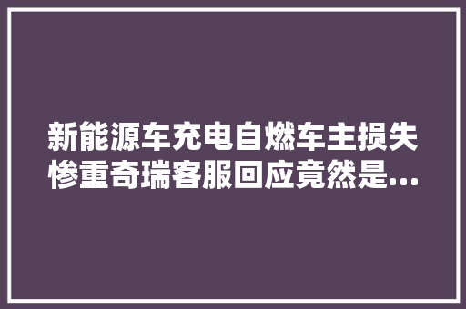 新能源车充电自燃车主损失惨重奇瑞客服回应竟然是… 汽车知识