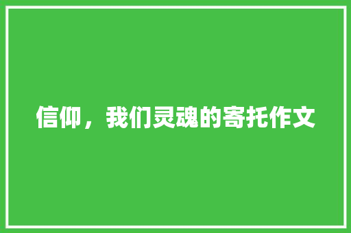 信仰，我们灵魂的寄托作文