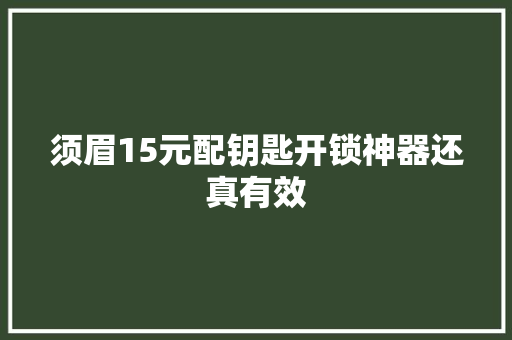 须眉15元配钥匙开锁神器还真有效
