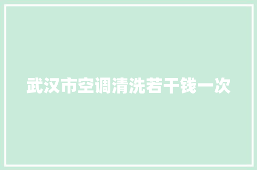 武汉市空调清洗若干钱一次