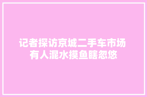 记者探访京城二手车市场 有人混水摸鱼瞎忽悠
