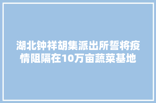 湖北钟祥胡集派出所誓将疫情阻隔在10万亩蔬菜基地之外