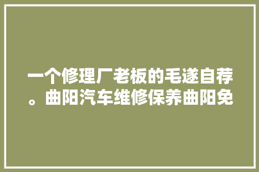 一个修理厂老板的毛遂自荐。曲阳汽车维修保养曲阳免拆