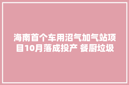 海南首个车用沼气加气站项目10月落成投产 餐厨垃圾变车用天然气