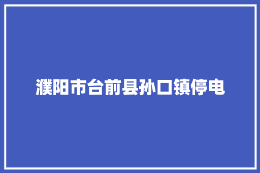 濮阳市台前县孙口镇停电