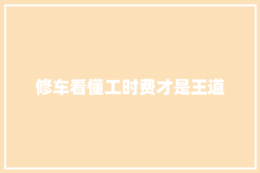 修车看懂工时费才是王道