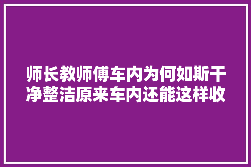 师长教师傅车内为何如斯干净整洁原来车内还能这样收纳一定要学学