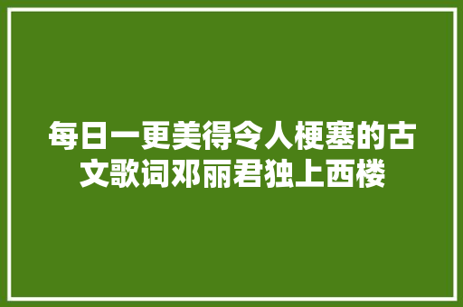 每日一更美得令人梗塞的古文歌词邓丽君独上西楼