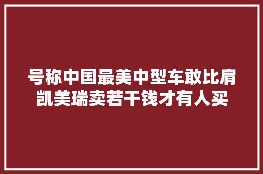 号称中国最美中型车敢比肩凯美瑞卖若干钱才有人买