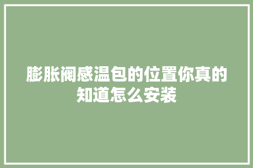 膨胀阀感温包的位置你真的知道怎么安装