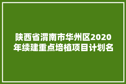 陕西省渭南市华州区2020年续建重点培植项目计划名单