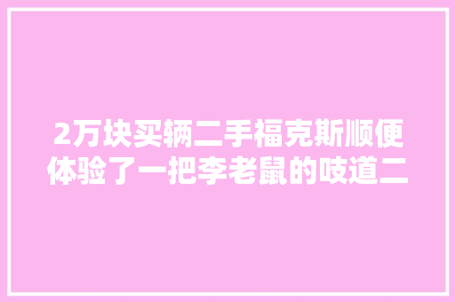 2万块买辆二手福克斯顺便体验了一把李老鼠的吱道二手车