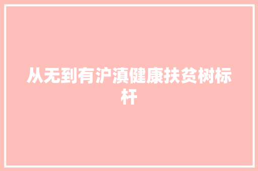 从无到有沪滇健康扶贫树标杆