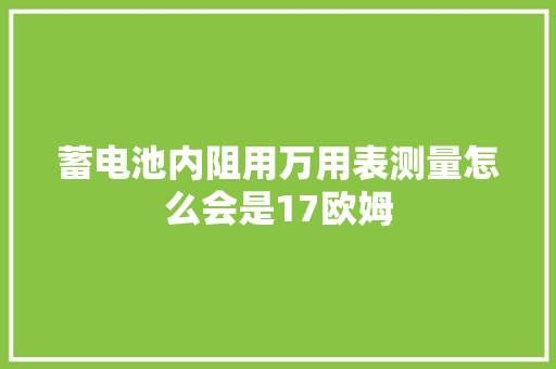 蓄电池内阻用万用表测量怎么会是17欧姆