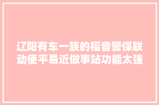 辽阳有车一族的福音警保联动便平易近做事站功能太强大了