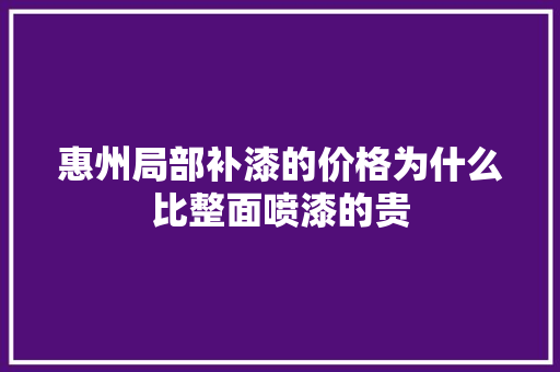 惠州局部补漆的价格为什么比整面喷漆的贵