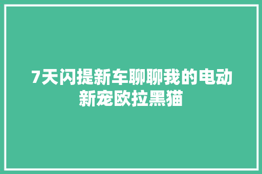 7天闪提新车聊聊我的电动新宠欧拉黑猫