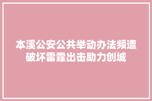 本溪公安公共举动办法频遭破坏雷霆出击助力创城