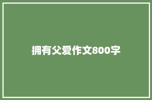 拥有父爱作文800字
